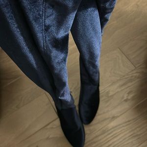 Over -the-knee boot is sleek and sexy!l Navy Velvet boots